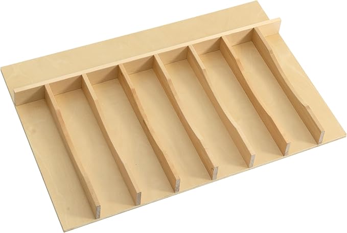 WelFurGeer Solid Birch Wood Silverware Drawer Organizer, Wooden Cutlery Drawer Organizer, Utensil Tray for Kitchen Drawers, Kitchen Utensil Organizer for Silverware, Flatware, Spoons, Forks, Knives