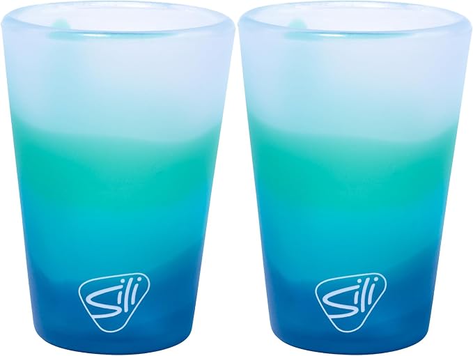 Silipint 1.5oz Silicone Shot Glasses – Pack of 2 Unbreakable, BPA-Free, Non-Toxic, Dishwasher & Freezer Safe Cups – Colored Shot Glasses for Cold Beverages, Cocktails, Travel, Party (Mountain Air)