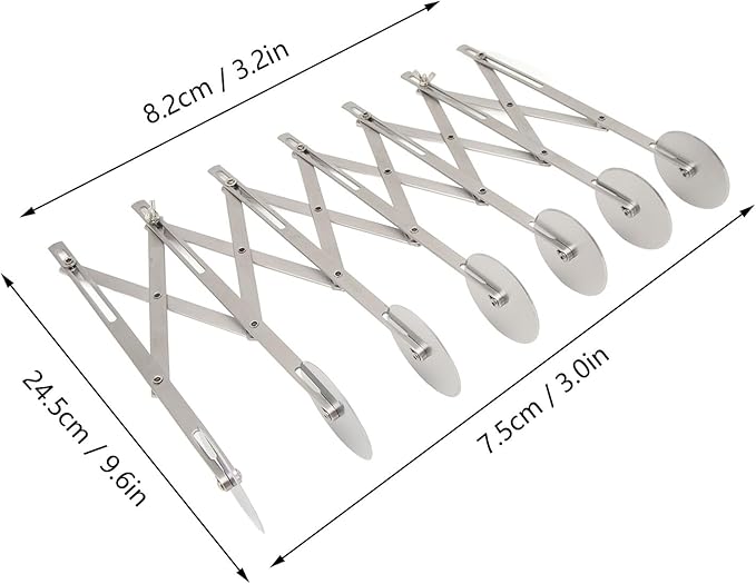 7 Wheel Pastry Cutter Roller Stainless Pizza Slicer, Expandable Pizza Slicer Multi-round Pastry Knife Baking Cutter Roller Pasta Cutter Wheel Cookie Dough Cutter Divider