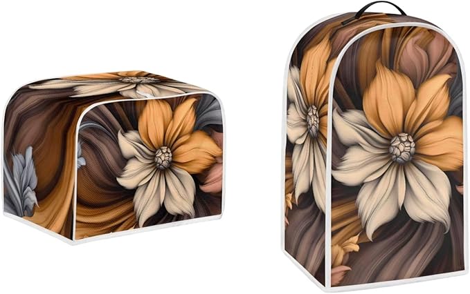 Vintage Flower Floral Pattern Appliance Covers Set Washable Kitchen Blender Dust Cover Bread Maker Toaster Cover 4 Slice Kitchen Accessories