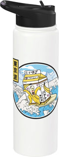Surfing Banana Milk Carton Japan Wave Kawaii Vaporwave Anime Stainless Steel Insulated Water Bottle