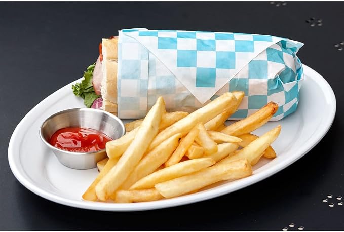G.E.T. Grease-Resistant Food Basket Liners, Blue Checker, 12" x 12" (1000 Sheets)