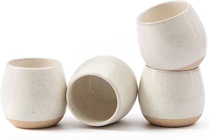 4pcs Japanese Tea Cups, 5.5OZ Vintage Espresso Cups, Handless Design Small Coffee Mugs, Microwave & Dishwasher Safe, Gift for Coffee Tea Lovers(4pcs Speckle)