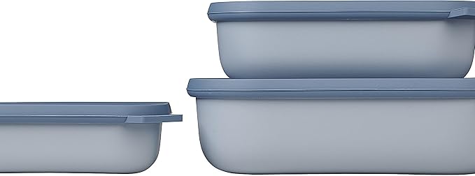 Mepal – Multi Bowl Cirqula 3-Piece Set – Food Storage Container with Lid - Suitable as Airtight Storage Box for Fridge & Freezer, Microwave Container & Servable Dish - 500, 1000, 2000ml - Nordic Black