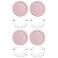 Pyrex 7201 4-Cup Glass Bowl and 7201-PC Loring Pink Lid (4-Pack) - Made in USA
