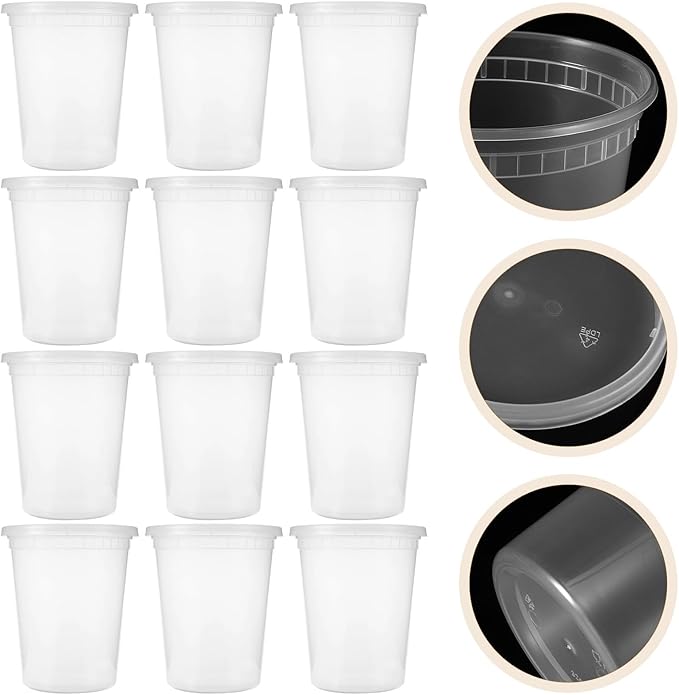 Alasum 30 Sets 32oz (960ml) Plastic Leakproof Soup Bowls with Lids, Disposable Food Packing Containers for Meal Prep and Takeout, Portable Condiment and Porridge Bowls for Home and Travel