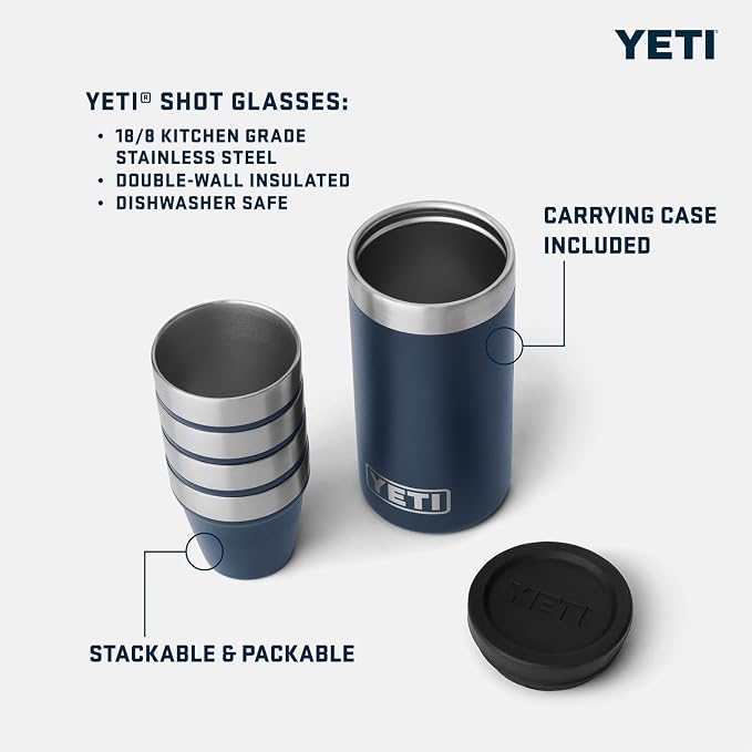YETI Shot Glasses with Carrying Case, Set of 4
