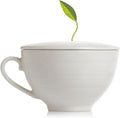 Tea Forte Porcelain Tea Cup and Lid, Steeps 8 oz., Microwave & Dishwasher Safe, Café Cup White