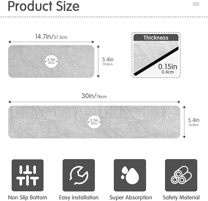 Kitchen Sink Splash Guard 2 PCS 30 Inch Sink Faucet Mat Splash Guard for Bathroom Countertop Water Absorbent Foldable Cuttable Soft Washable Grey
