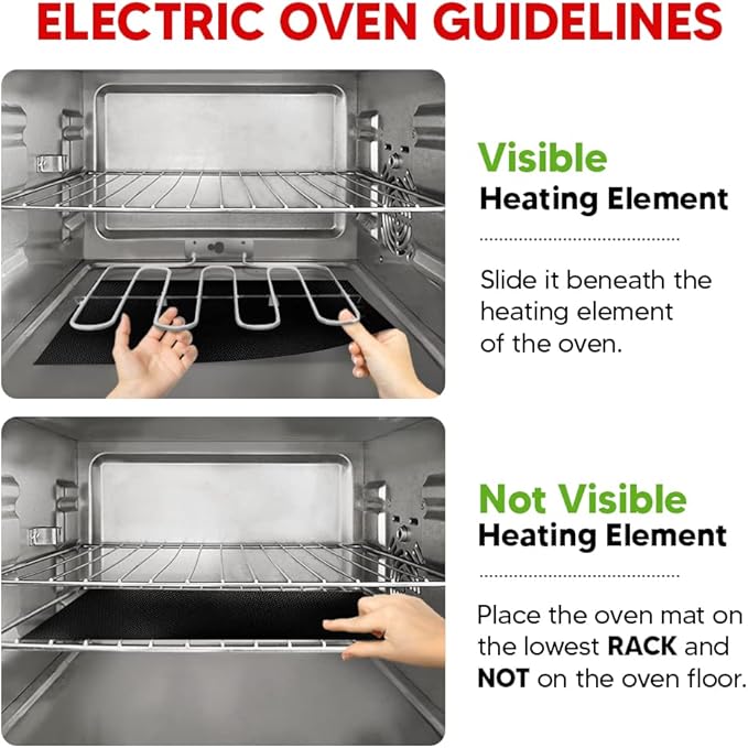 Oven Liners for Bottom of Oven - Thick Heavy Duty 17” x 25” 2 Pack Non-Stick Reusable Mats - BPA & PFOA Free Protector for Electric, Gas, Microwave & BBQ Grill Liner - Easy Clean & Heat Resistant