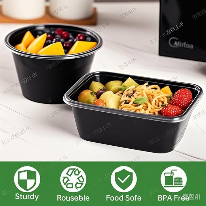 100pc 24 oz square meal prep containers with lids ,disposable to go food containers,Plastic take out food containers With Lid, Reusable food storage containers ，Microwave Freezer Dishwasher Safe