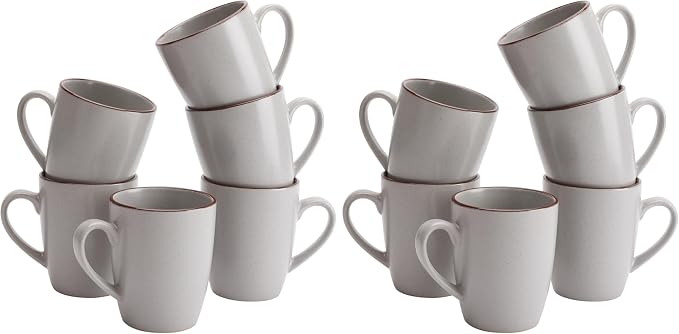 famiware Venus Coffee Mugs for 6, 14 oz Mug Set, Dringking Cup with Handle for Coffee, Tea, Cocoa, Milk, Ligth Gray (Pack of 2)