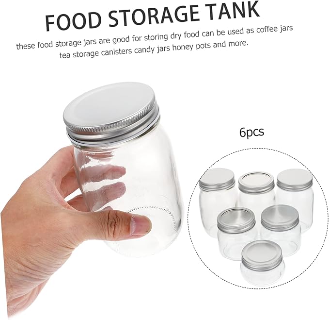 6pcs Assorted Sealing Jars with Airtight Lids Multi-functional Storage Containers for Canning Preserving and Meal Prep