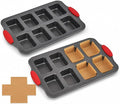 Mini Loaf Baking Pans, 2 Pack 8-Cavity Carbon Steel Banana Bread Pan and 100 Parchment Liners, Nonstick Mini Loaf Pan for Baking Bread, Cornbread, Brownies