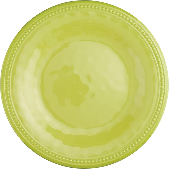 UPware 12 Piece Beaded Melamine Dinnerware Sets, Outdoor Dishes Set, Plates and Bowls Sets, Service for 4, Green