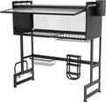 Over The Sink Dish Drying Rack 2 Tier Large Dish Drainer Drying Rack 29.53" W x 31.5" H Multifunctional Kitchen Organizers and Storage for Dishes, Glasses, Bowls, and Cutlery (Black)