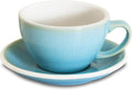 Loveramics Coffee Cup Ceramic, 10 oz Latte Art Cup with Saucer for Cappuccino, Tea, Espresso, Thick - walled stoneware Cappuccino mug Set for Cafe and Barista - Potters Colours (Ice Blue, 10OZ)