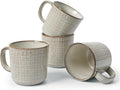 famiware Moonlight Coffee Mug Set of 4, 14oz Mug Set with Linen Finish, Coffee Cup Set with Handle for Latte, Cappuccino, Tea, Hot Cocoa, Microwave and Dishwasher Safe, Summer Sand