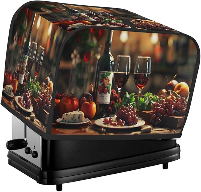 Fruit Apple Grape Wine Toaster Cover 4 Slice Dust and Fingerprint Protection Toaster Bread Maker Covers Washable Kitchen Small Appliance Covers for Kitchen Accessories Decor Bakeware Women Gift