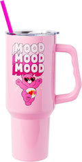 Silver Buffalo Care Bears “Mood” Double Walled Stainless Steel Tumbler with Handle Featuring Love-A-Lot Bear, Fits in Standard Cup Holder, 40 Ounces