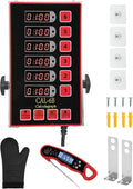 Commercial Kitchen Timer, 6 Channel Timer Restaurant Kitchen Supplies, Heavy-Duty Timer - Stainless Steel | Digital LED Technology | Reminder Function | Loud Alarm