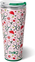 Swig Life 32oz Insulated Tumbler, Travel Coffee Tumbler with Lid, Cup Holder Friendly Travel Coffee Mug, Stainless Steel, 32 oz, Reusable Insulated Mug with Lid (Santa's Scrubs)
