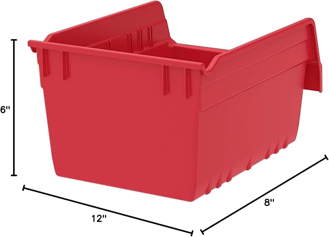 Akro-Mils 30080 Plastic Nesting ShelfMax Storage Bin Box, 12x8x6-Inch, Red (8-Pack)