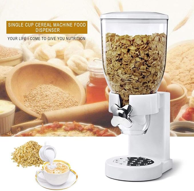 Triple Cereal Dispenser Food Canister, Dry Food Dispenser Control Storage Container, Great for Cornflakes, Candy, Nuts, Beans, Granola - Kitchen Storage Dispenser