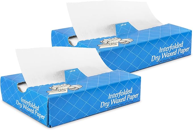 Fit Meal Prep 1000 Sheets 12 x 10.75” Dry Wax Paper Sheets for Food, Greaseproof Sandwich Wrapping, Interfolded Deli Wax Paper for Fries, Burgers, Food Basket, Made in USA
