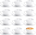 Maxdot 12 Set 5.5 OZ Porcelain Espresso Cups with Saucers White Ceramic Coffee Cups and Saucers Cappuccino Mug Latte Cup for Cafe Mocha Barista Coffee Shop