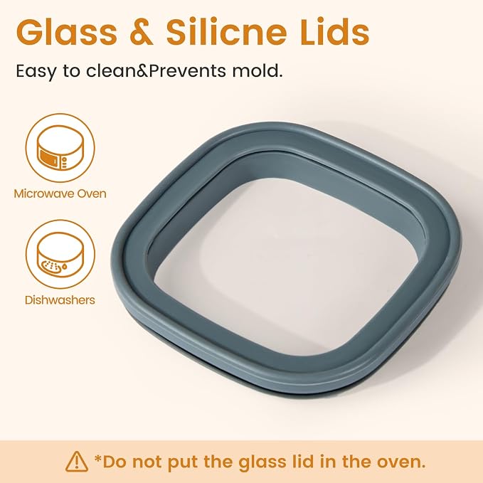 Square Glass Food Storage Jars with Lids 2.5 Qt Set of 3, Perfect for Pasta, Cookies, Nuts, Coffee, Cereal, Flour, Organize Your Kitchen with these BPA-Free Glass Jars with Lids