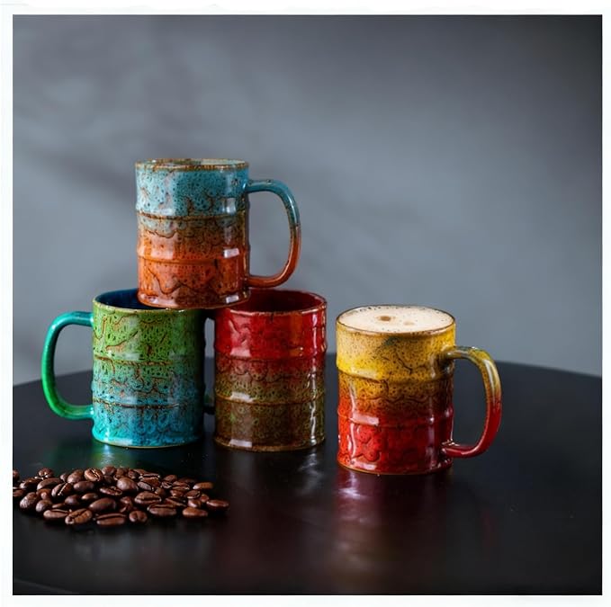 Coffee Mugs Set of 4,12 Oz Coffee Cups Ceramic, Perfect for Office Family Gatherings - Dishwasher and Microwave Safe(4,Multicolor)