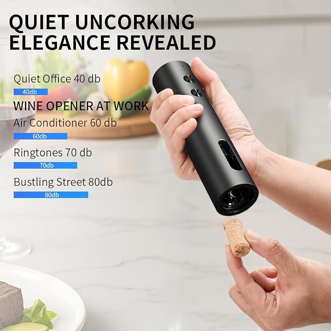 Electric Wine Opener Set Rechargeable with Base, 5-in-1 Wine Bottle Opener Electric Kit Includes Wine Aerator, Foil Cutter & Vacuum Stopper, Automatic Wine Opener for Home, Camping & Gifts