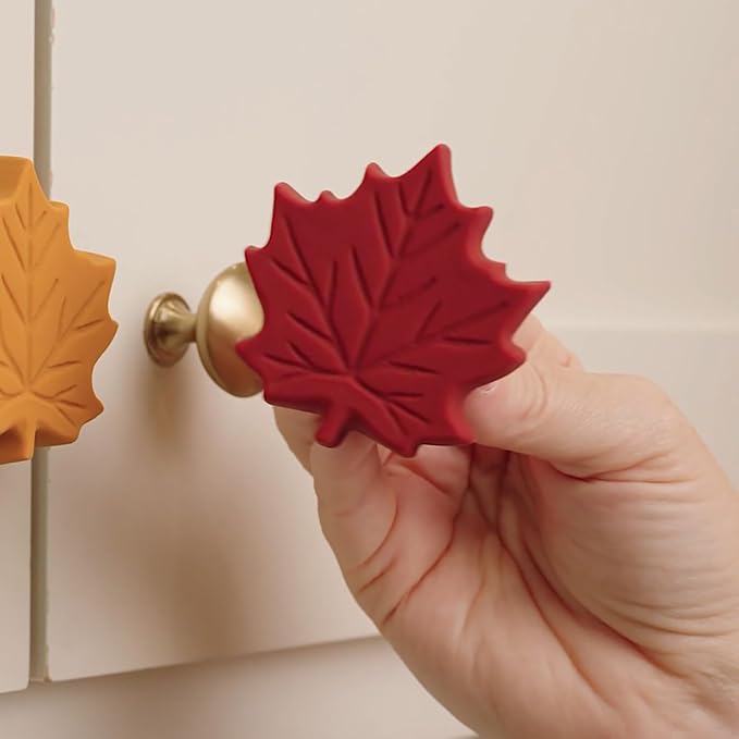 Knobēz: Decorative Knob Covers - Fall Leaf - 12pk - Stretch Over Hardware Decorations, Cozy Seasonal Autumn Colors, Kitchen-Bathroom-Dressers-Home
