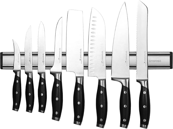 linoroso Magnetic Knife Holder, Heavy Duty Aluminum Magnetic Knife Holder for Wall Use as Knife Bar, Knife Holder, Magnetic Tool, Kitchen Utensil & Home Organizer, 17.3 Inch