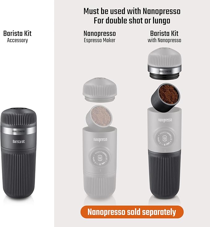 WACACO Accessory for Nanopresso, Barista Kit, Larger Water Tank with 3 Filter Baskets, for Lungo Espresso