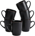 famiware Venus Coffee Mugs for 6, 13 oz Mug Set, Dringking Cup with Handle for Coffee, Tea, Cocoa, Milk, Matte Black