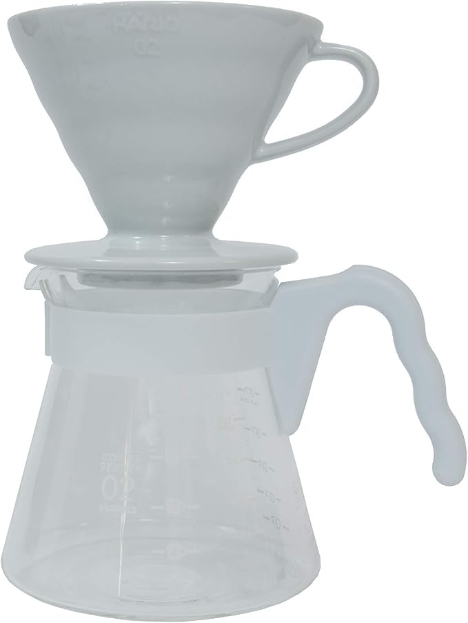 Hario "Simply Hario" Ceramic Pour Over Coffee Set, Size 02, White