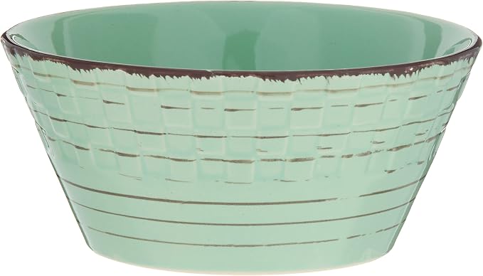 Lorren Home Trends 16 Piece Distressed Weave Dinnerware Set-Green