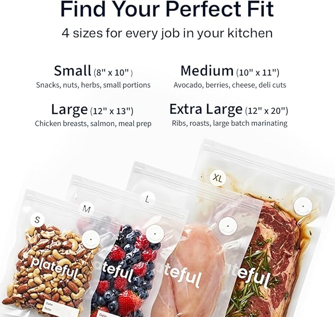 Vacuum Sealer Food Bags (10 x Large) - BPA-Free Pre-Cut Vacuum Sealer Bags for Food Seal, Easy Use, Compact Handheld Reusable Seal For Storage, Air Valve Zipper