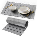 Stone Drying Mat for Kitchen Counter, Quick Diatomaceous Earth Mats for Dishes, 23.6"L x 15.7" W Super Absorbent Fast-Drying Collapsible Countertop Stone Mat (Light Grey, 24" x 16")