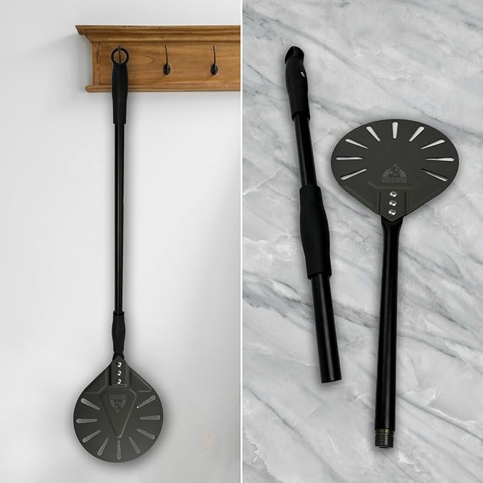 Chicago Brick Oven Turning Perforated Pizza Peel - 7" Diameter - 35" Overall Length - Premium Pizza Peel, Pizza Steel, 12 Inch for Professional and Home Use