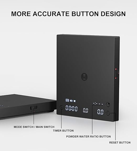 TIMEMORE Black Mirror Basic 3 Coffee Scale with Timer - Ultra Thin Digital Kitchen Scale, 0.1g Precision for Espresso, Pour Over, Baking & Cooking (Basic 3)