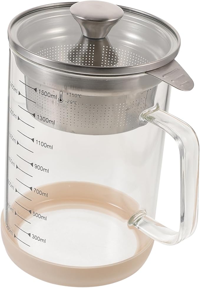 Strainer Soybean Milk Filter Jug with Scale High Borosilicate Glass Tea Strainer for Juices Smoothies and Milk Capacity Efficient Filtering for Honey and Herbal Teas