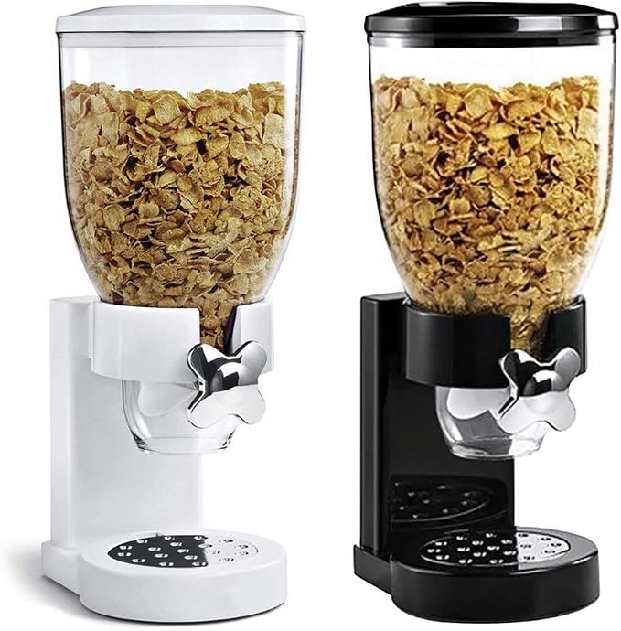 Triple Cereal Dispenser Food Canister, Dry Food Dispenser Control Storage Container, Great for Cornflakes, Candy, Nuts, Beans, Granola - Kitchen Storage Dispenser