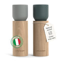 LARS NYSØM Wooden Salt and Pepper Grinder Set Manual - Salt and Pepper Mills with Adjustable Ceramic Grinder - Elegant Beechwood Pepper and Salt Mill Set for Dining Table (Blue/Gray)