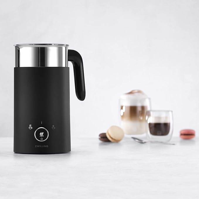 ZWILLING Enfinigy Cool Touch Milk Frother, Hot n Cold Foam Milk Frother, Cream y for Milk, Plant-based Milk - Black