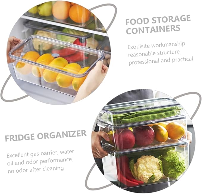 BESTOYARD Refrigerator Crisper Plastic Fridge Storage Bins Fridge Organization Bins Freezer Bins Clear Stackable Fridge Organizer Clear Fridge Fruit Containers The Pet Food Grade Storage Box