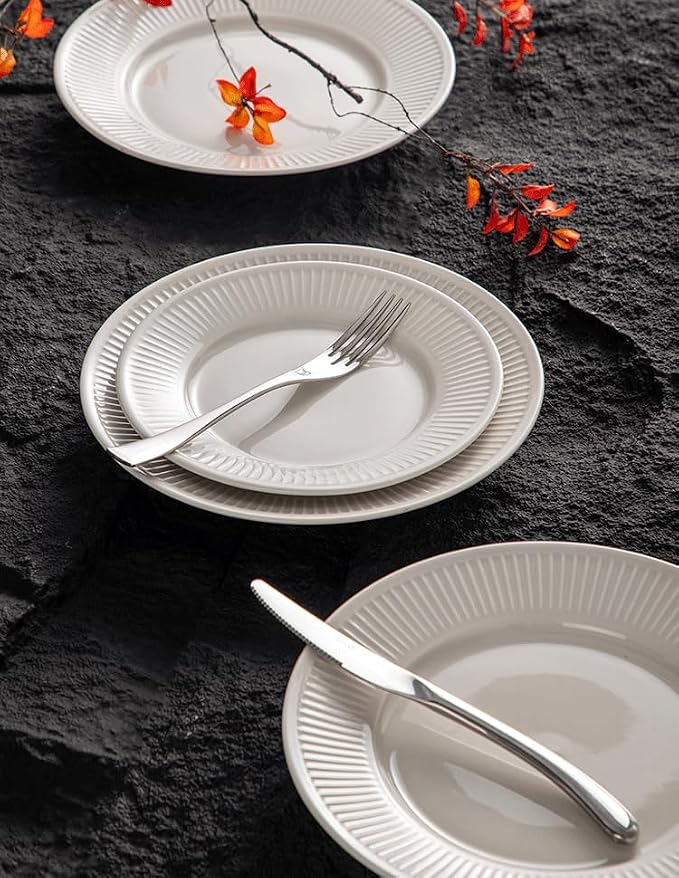 Dinnerware sets plates and bowls sets modern plates,Ceramic Dinnerware Sets,12 Pieces Porcelain Lightweight Plates,Scratch Resistant Dish Set (style - 16, 4 - Set (12pcs))