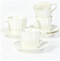Ceramic Coffee Cup, 8 oz Cappuccino Cups with Saucers, Coffee Cup Set for 4, Pearl Glaze Coffee Cup and Saucer Set for Latte, Mocha, Tea, Café, Dishwasher and Microwave Safe (Pearl White / 200 ml)